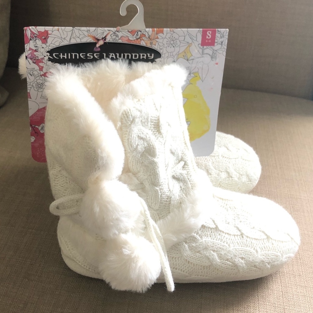 Chinese Laundry White Bootie Slippers